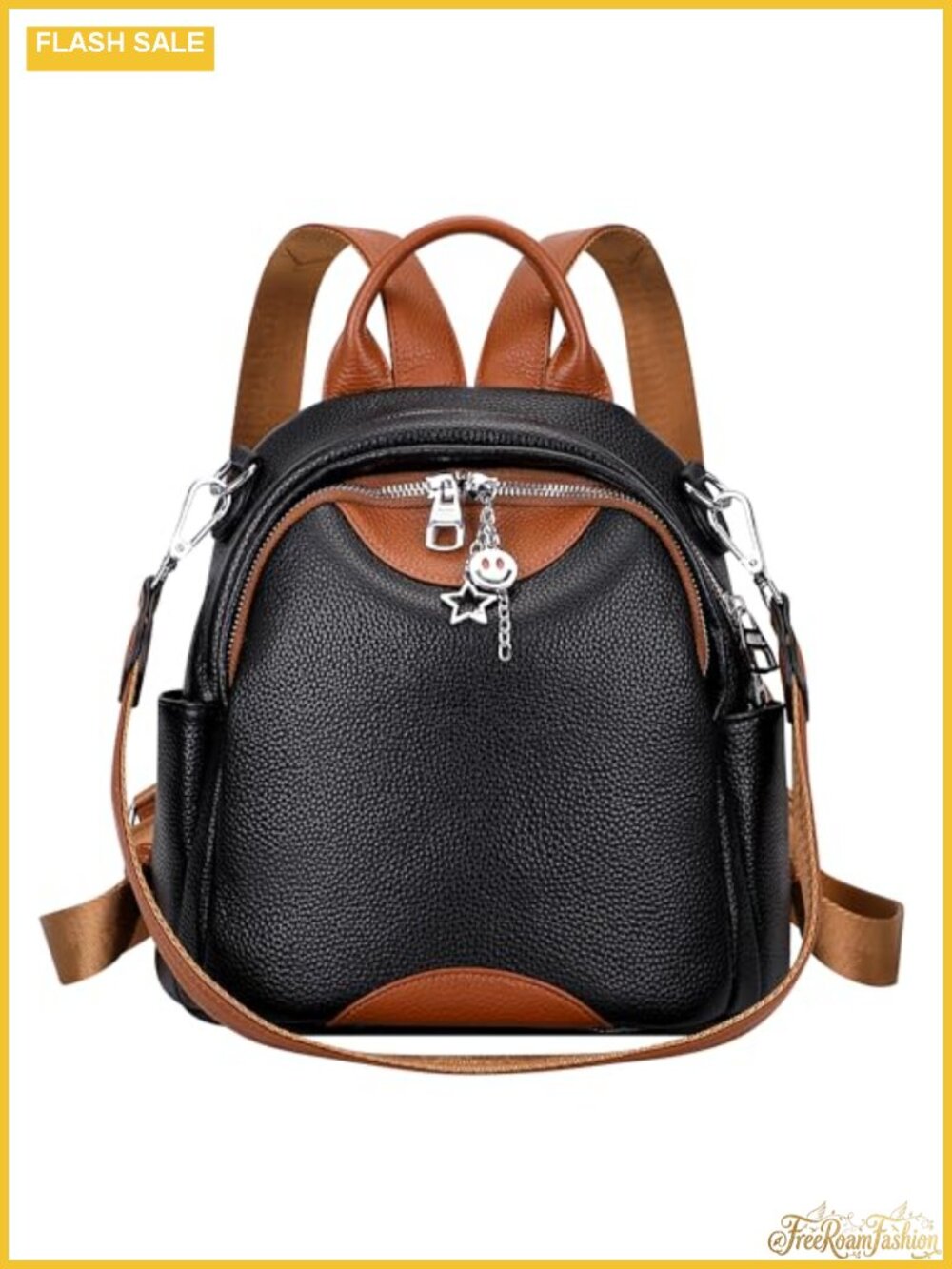Genuine Leather Women's Convertible Backpack Purse with Detachable Shoulder